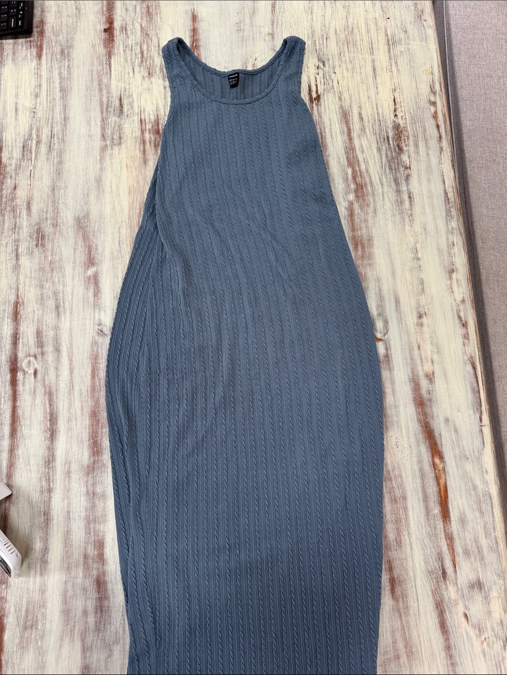 SHEIN Slate Blue Ribbed Tank Maxi Dress